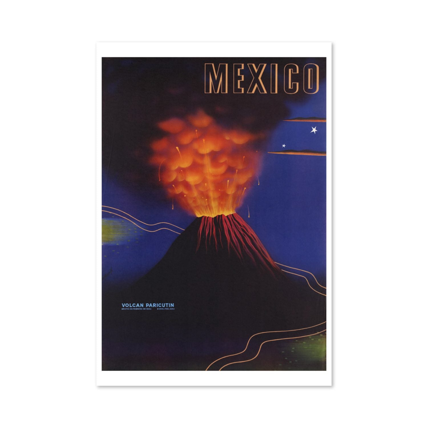Mexico Paricutin Volcano poster print